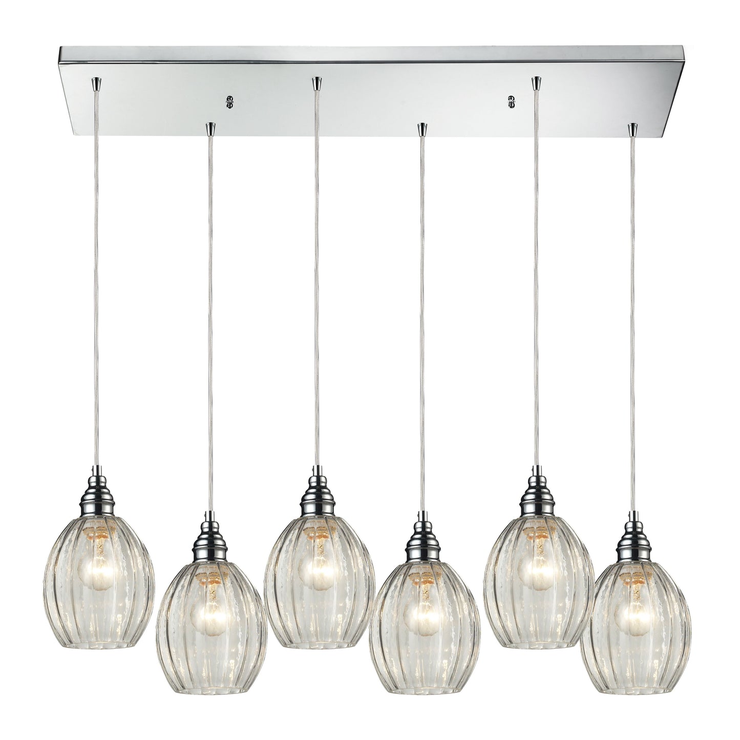 Danica 30'' Wide 6-Light Rectangular Pendant - Polished Chrome