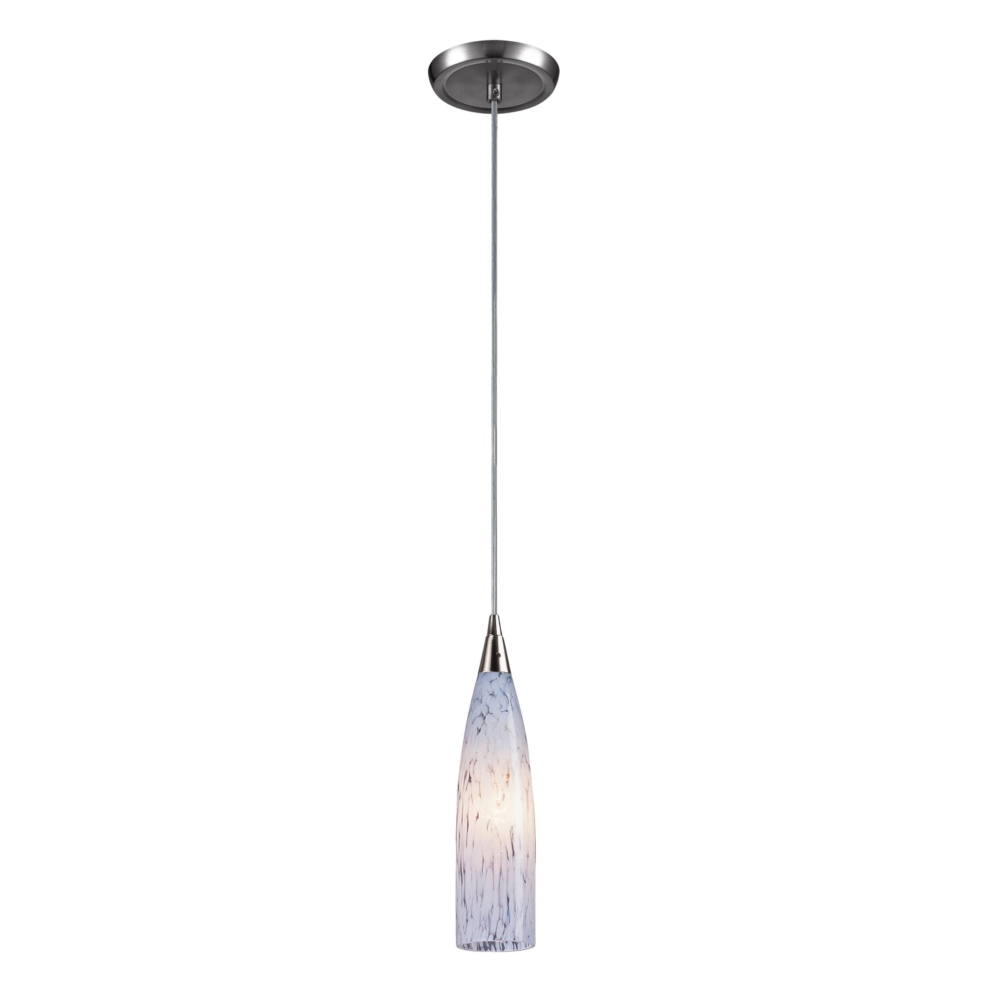 Lungo 3'' Wide 1-Light Pendant - Satin Nickel with Snow White Glass