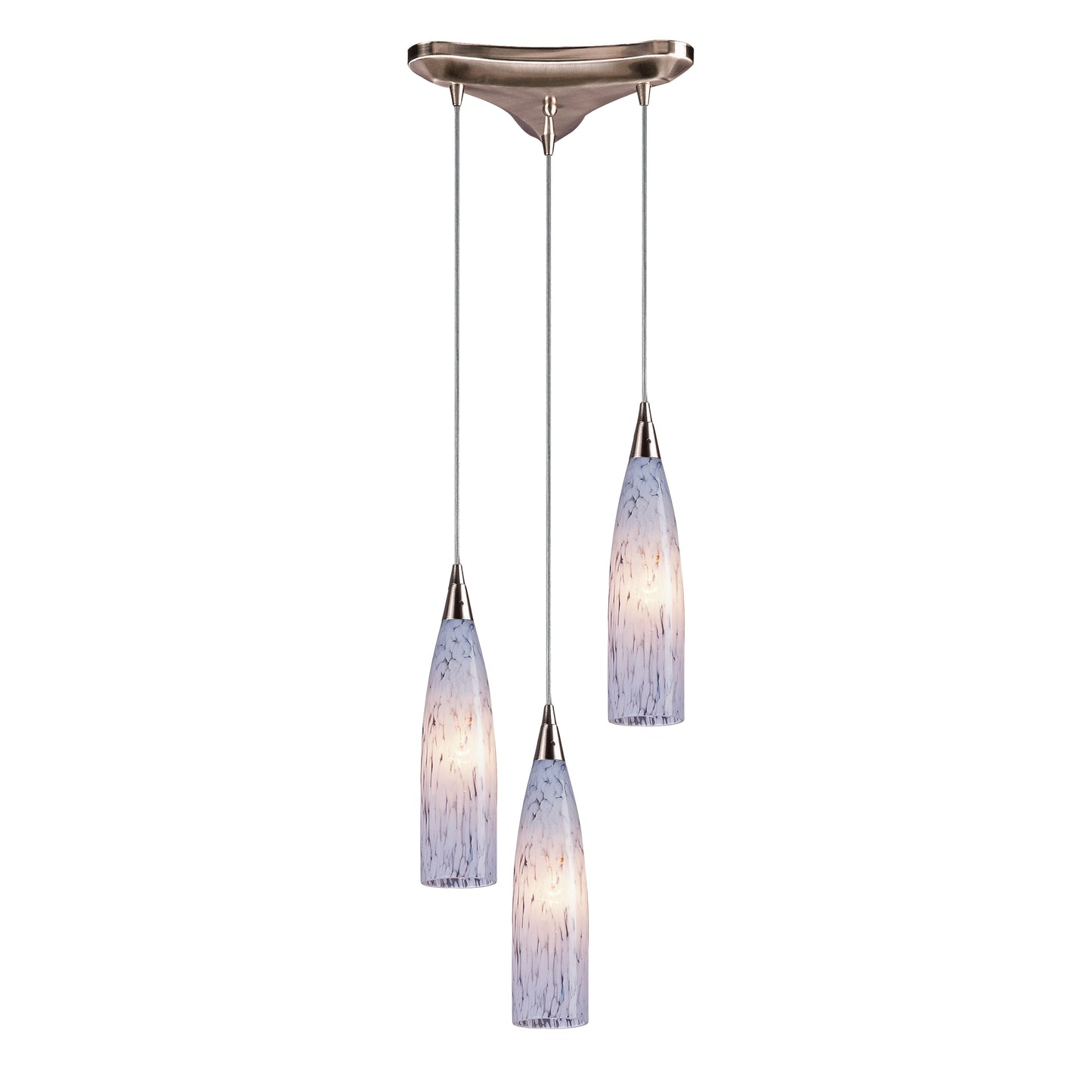 Lungo 10'' Wide 3-Light Pendant - Satin Nickel with Snow White Glass