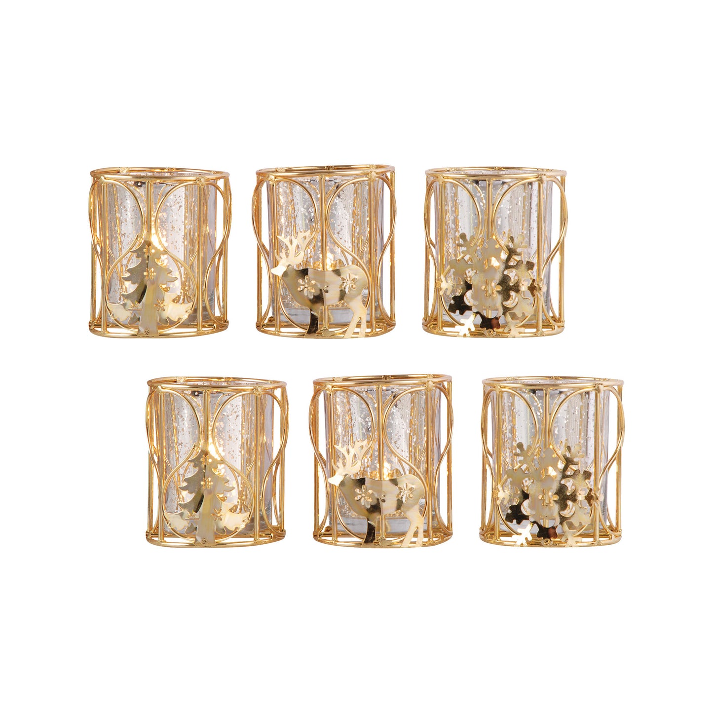Heartland Tree Votives in Gold (2 Sets of 3)