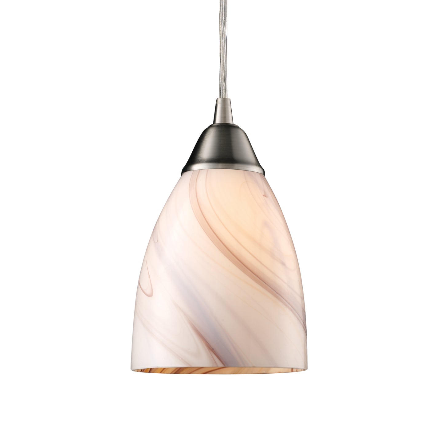Pierra 5'' Wide 1-Light Pendant - Satin Nickel with Creme Lilac Swirl - Includes LED Bulb