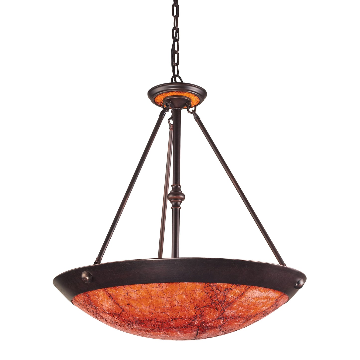 Diamante 24'' Wide 5-Light Pendant - Dark Rust with Autumn Sunset Crackled Glass
