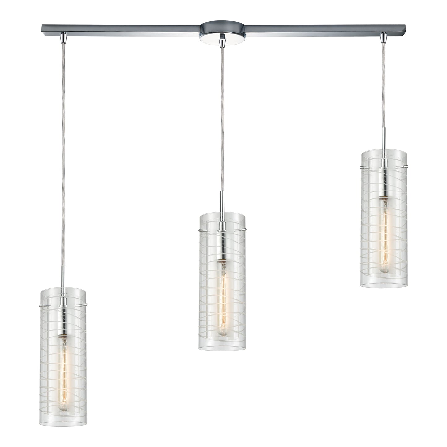 Swirl 38'' Wide 3-Light Slim Linear Pendant - Polished Chrome