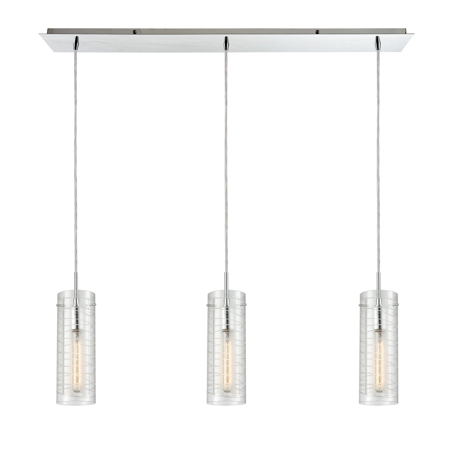 Swirl 36'' Wide 3-Light Linear Pendant - Polished Chrome