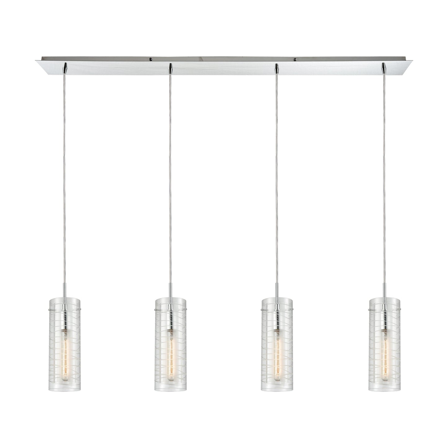 Swirl 46'' Wide 4-Light Linear Pendant - Polished Chrome