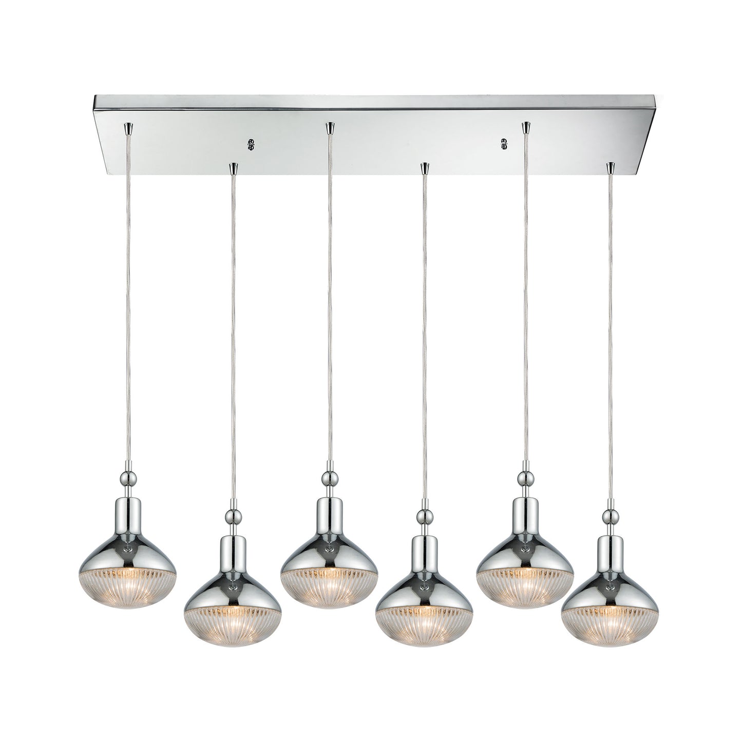 Ravette 32'' Wide 6-Light Rectangular Pendant - Polished Chrome