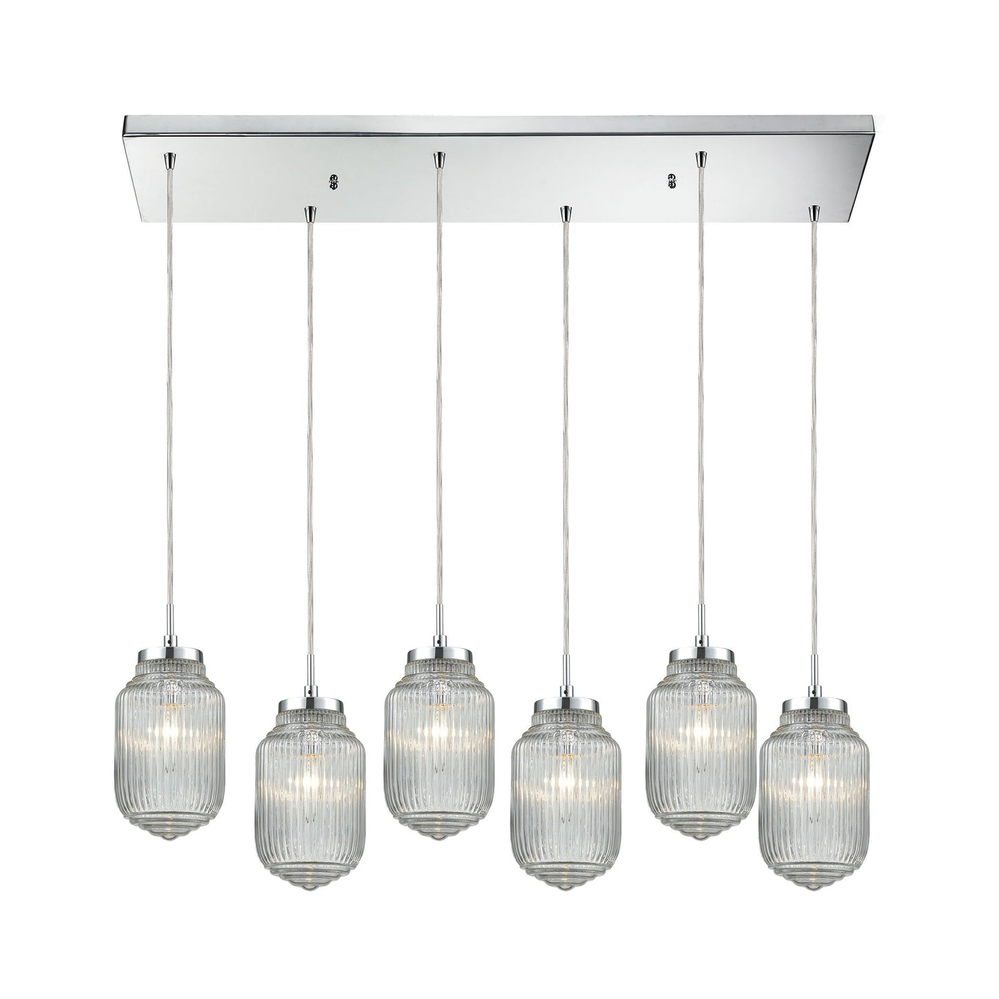 Dubois 32'' Wide 6-Light Rectangular Pendant - Polished Chrome