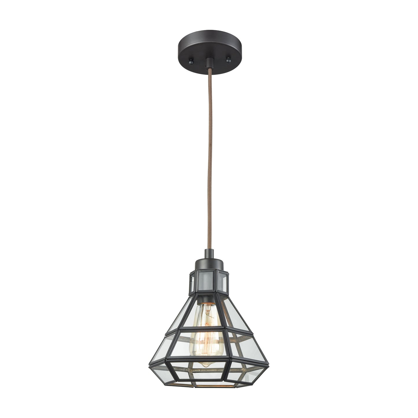 Window Pane 8'' Wide 1-Light Mini Pendant - Oil Rubbed Bronze - Includes Adapter Kit