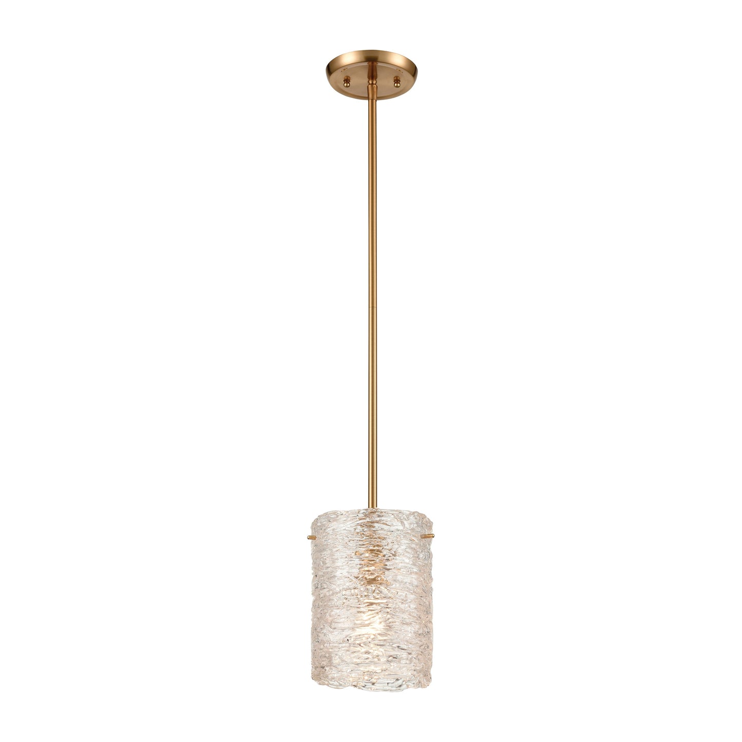 Chiseled Ice 7'' Wide 1-Light Mini Pendant - Satin Brass
