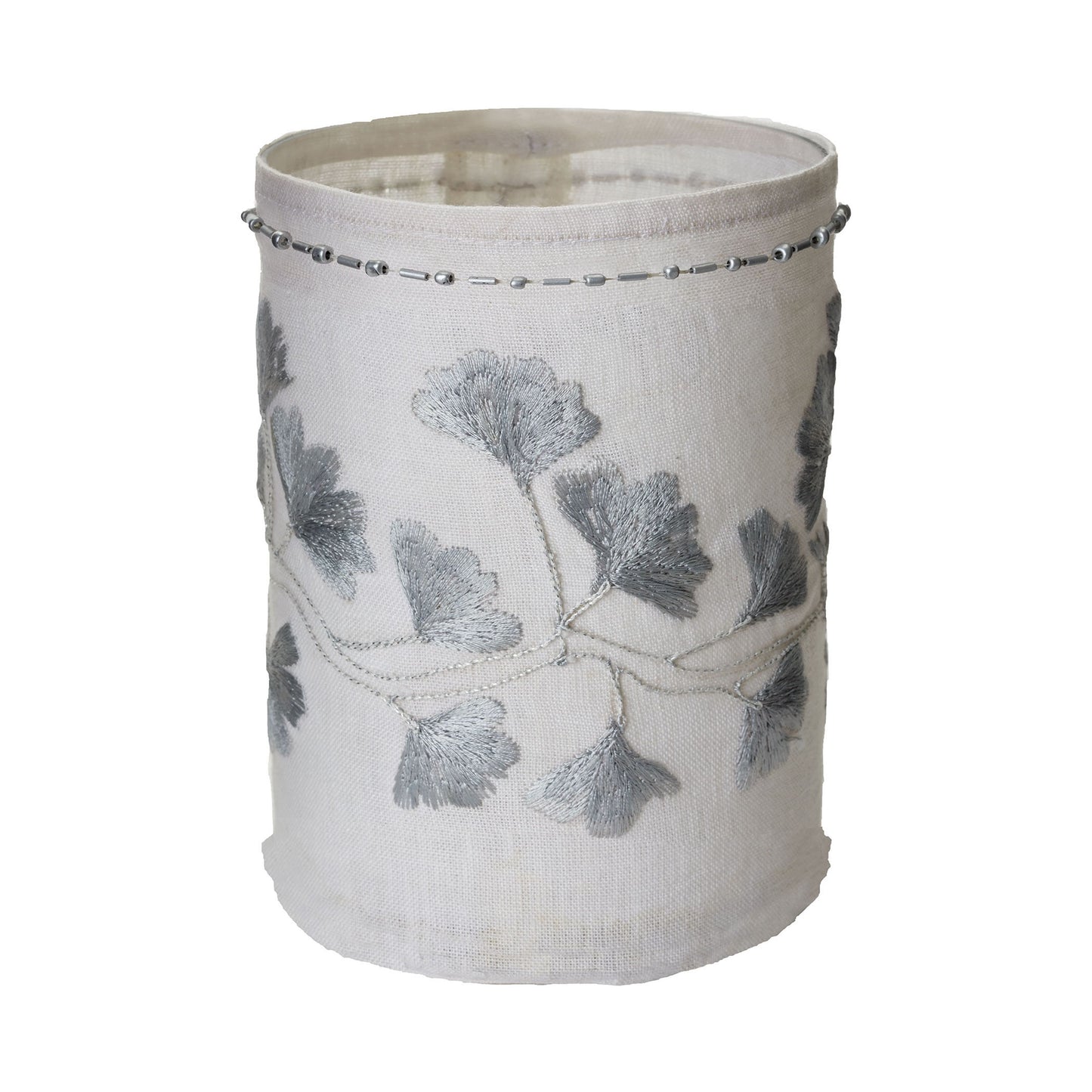 Linen Silver Stitched Ginkgo - Small