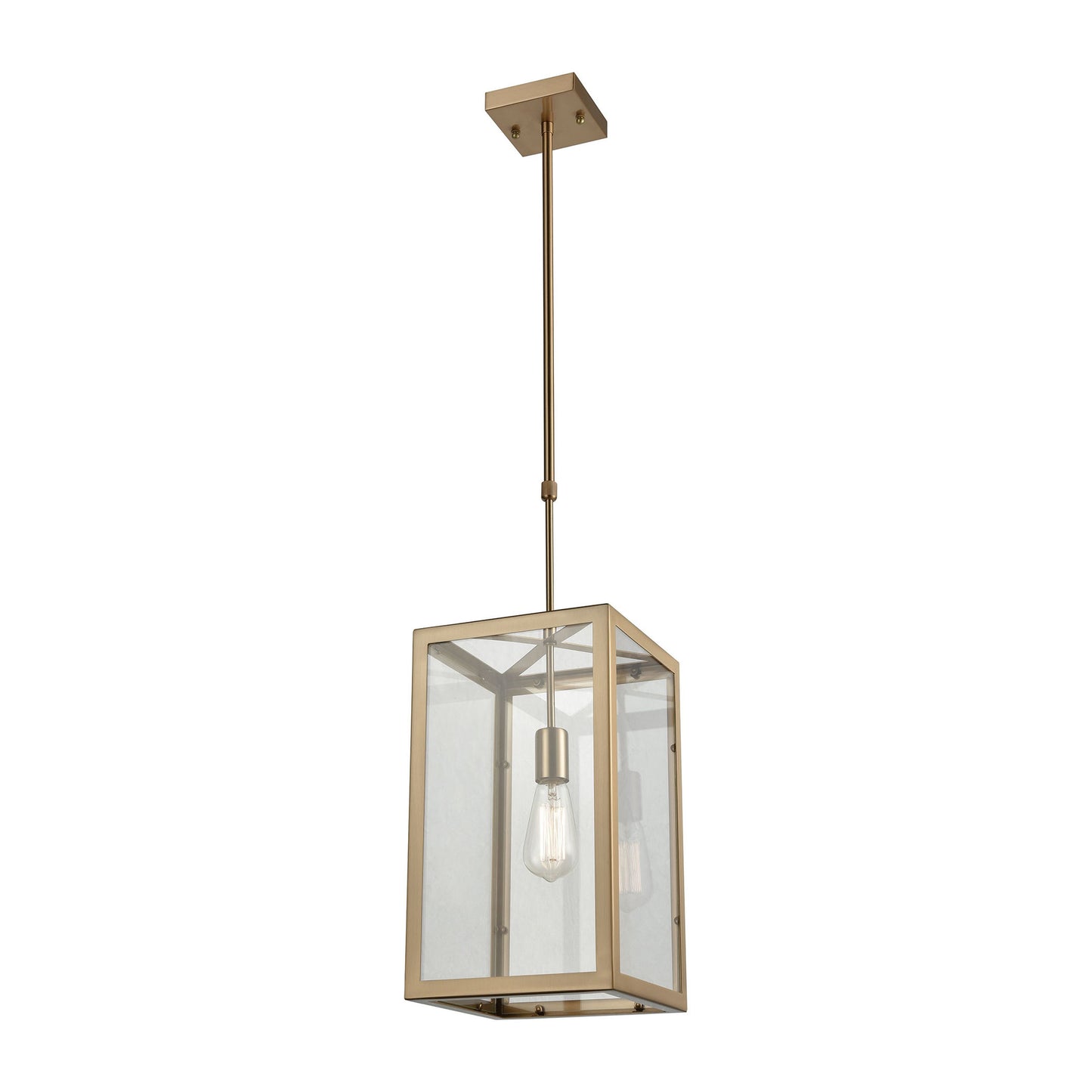 Parameters 10'' Wide 1-Light Chandelier - Satin Brass with Clear Glass