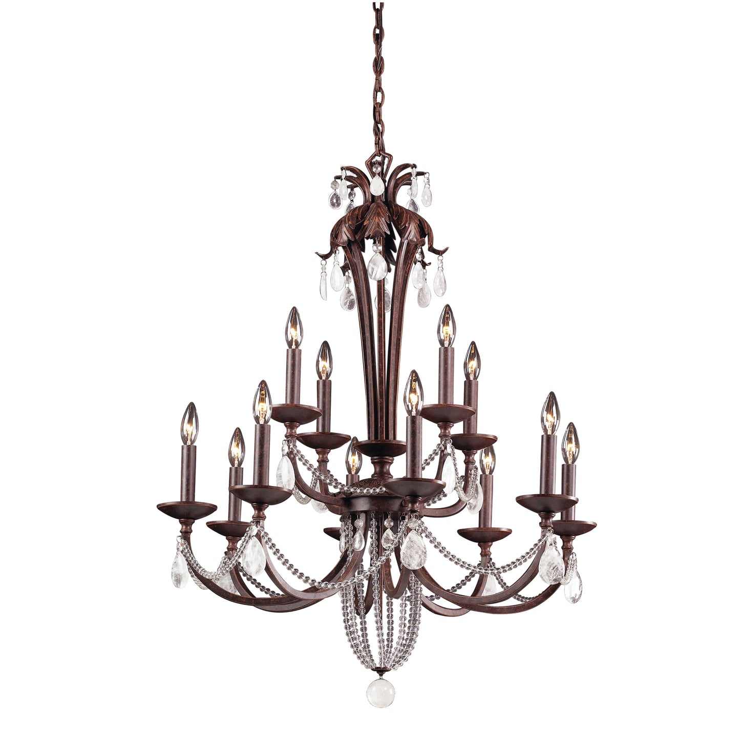 Chateau 32'' Wide 12-Light Chandelier - Mahogany