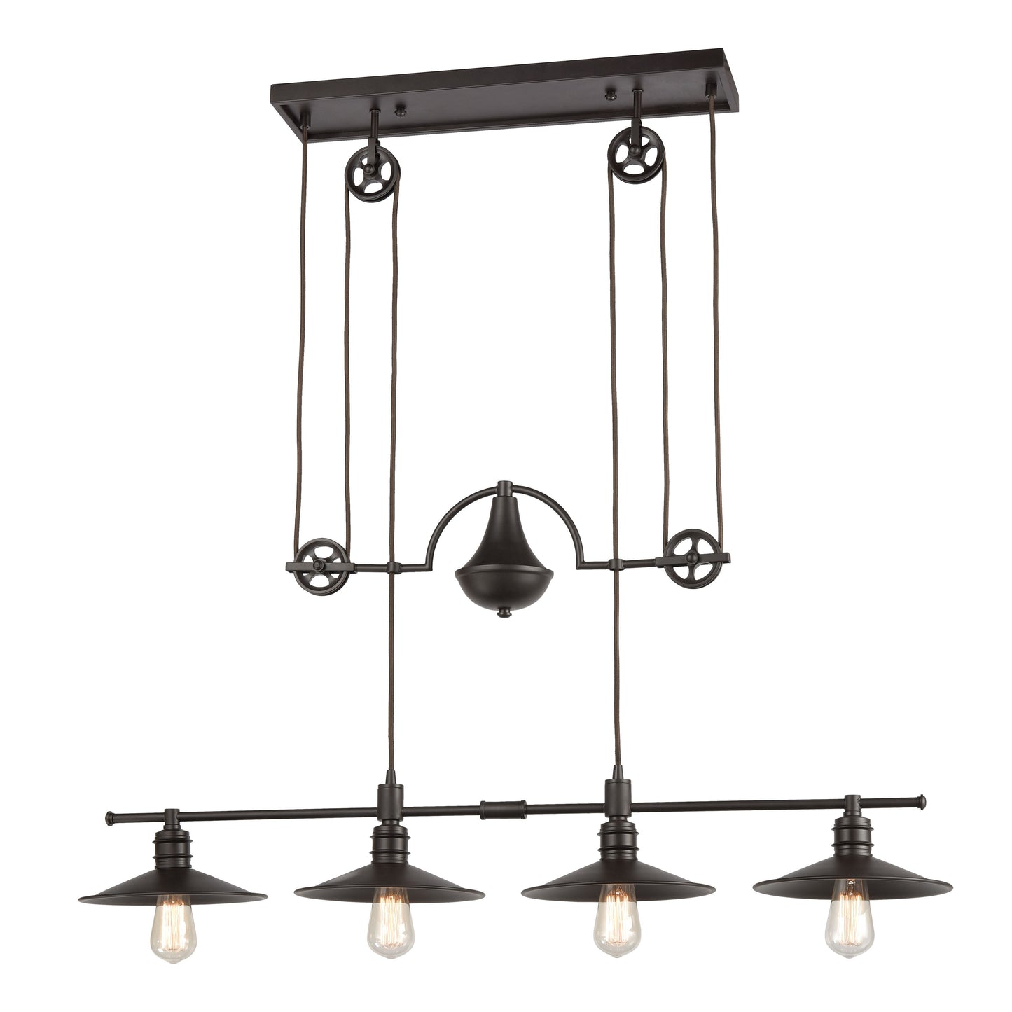 Spindle Wheel 42'' Wide 4-Light Linear Chandelier - Oil Rubbed Bronze