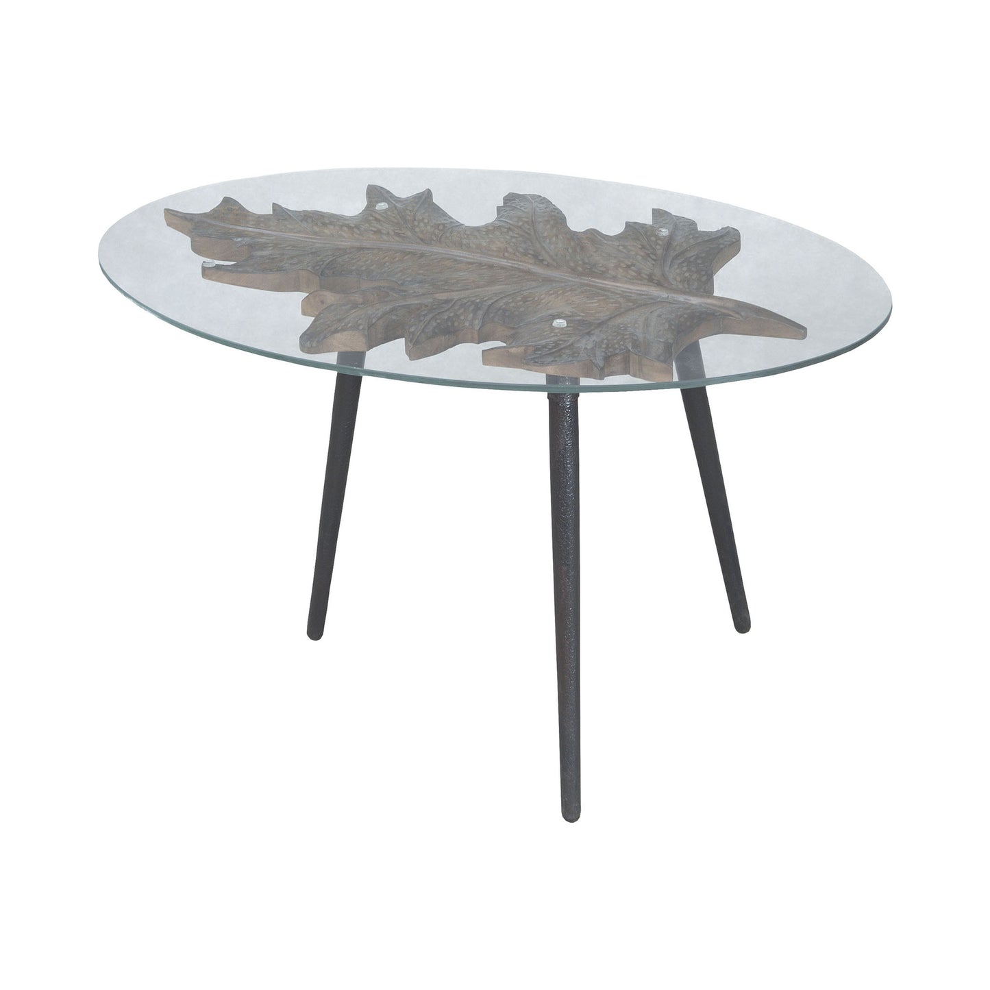 Carved Leaf Accent Table - New Signature Stain and Black