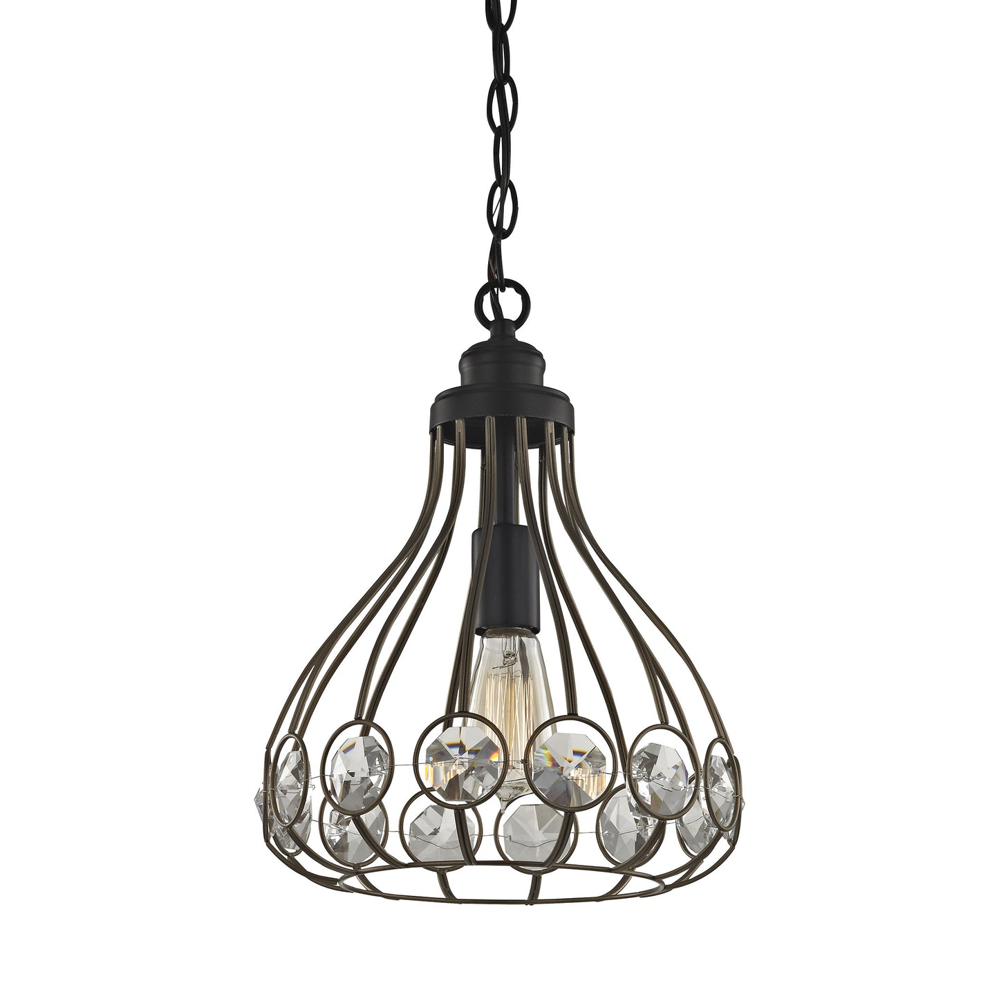Crystal Web 11'' Wide 1-Light Mini Pendant - Gold - Includes Adapter Kit