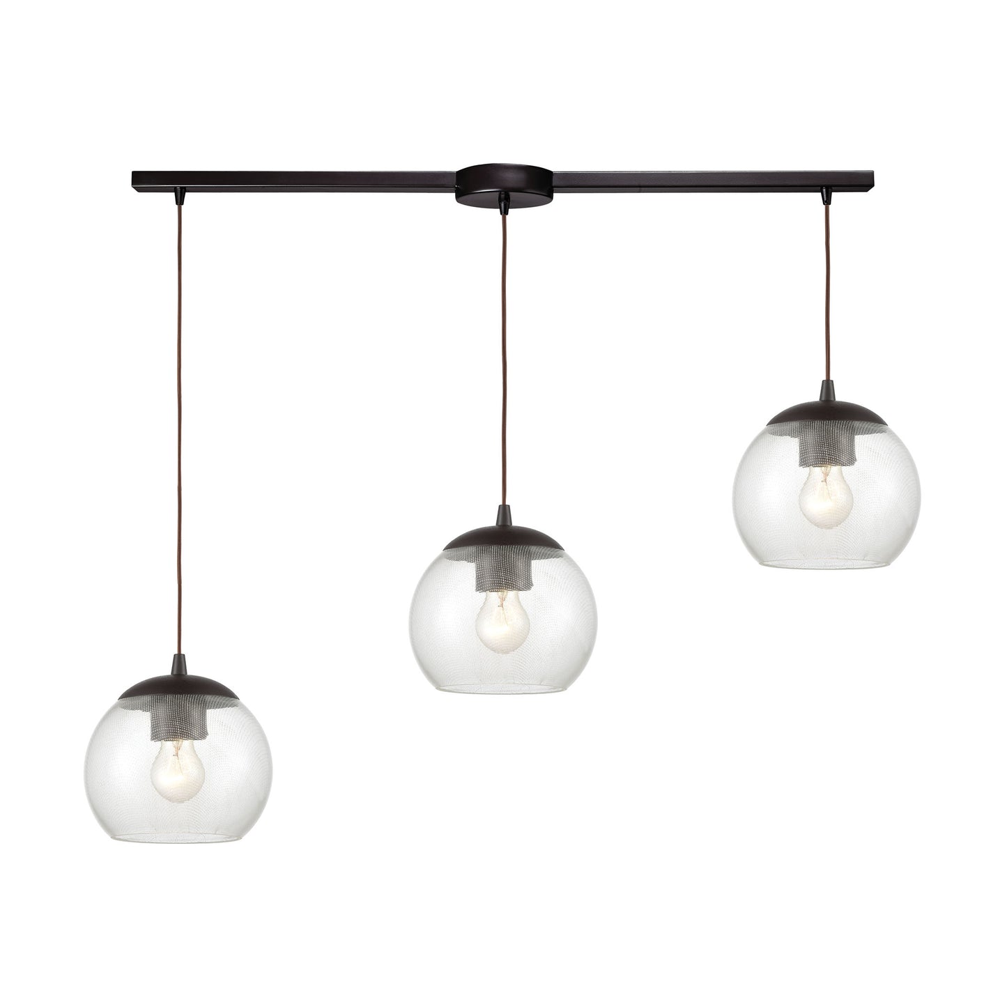 Kendal 36'' Wide 3-Light Slim Linear Pendant - Oil Rubbed Bronze with Patterned Clear Glass