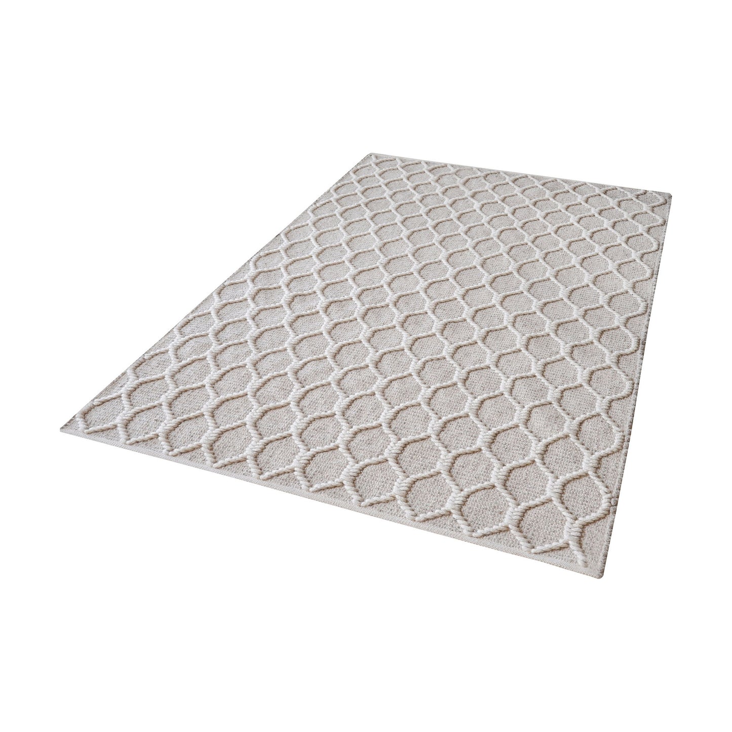 Aravali Kilim Wool Rope Rug 36x60 - Fog and Cream