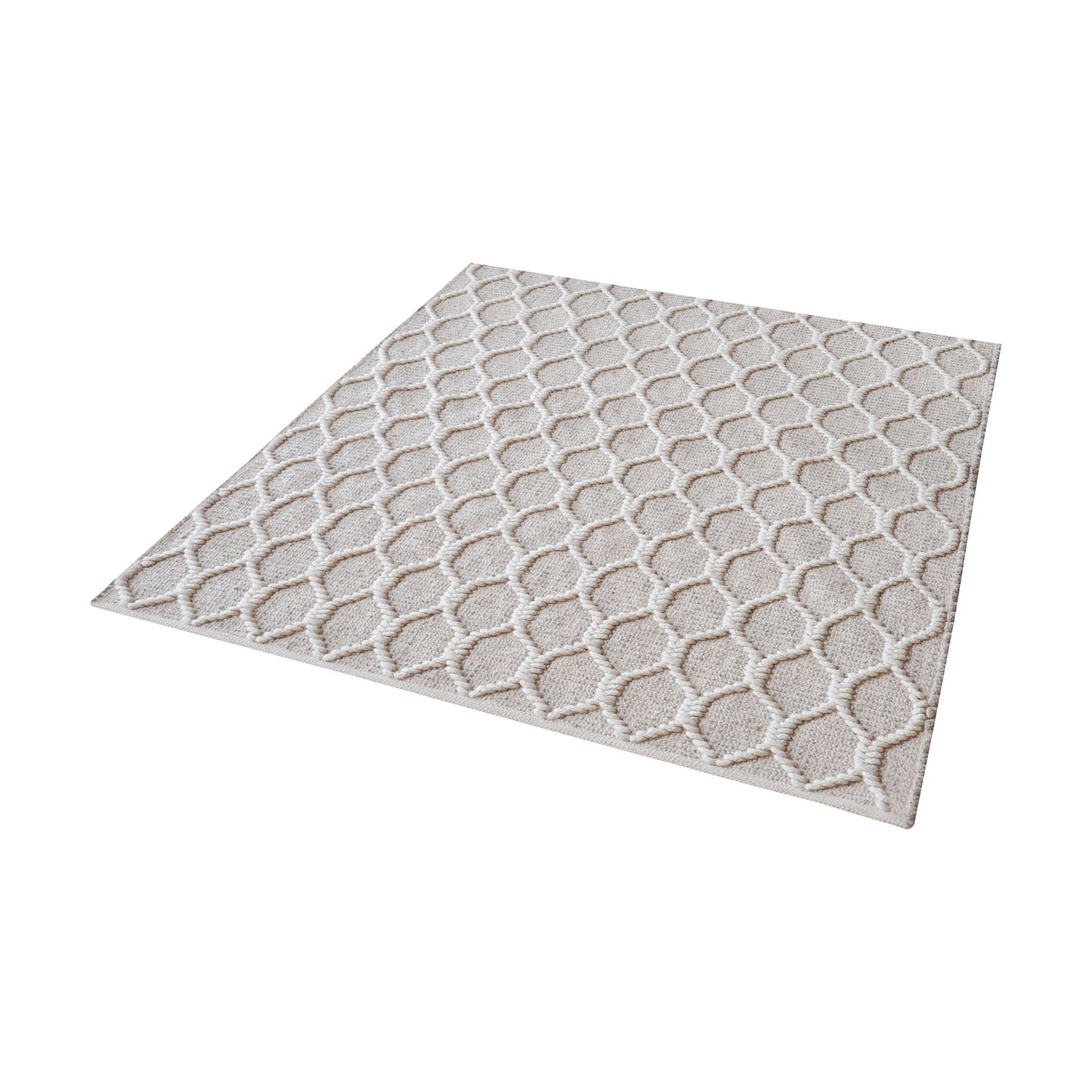 Aravali Kilim Wool Rope Rug in Fog And Cream