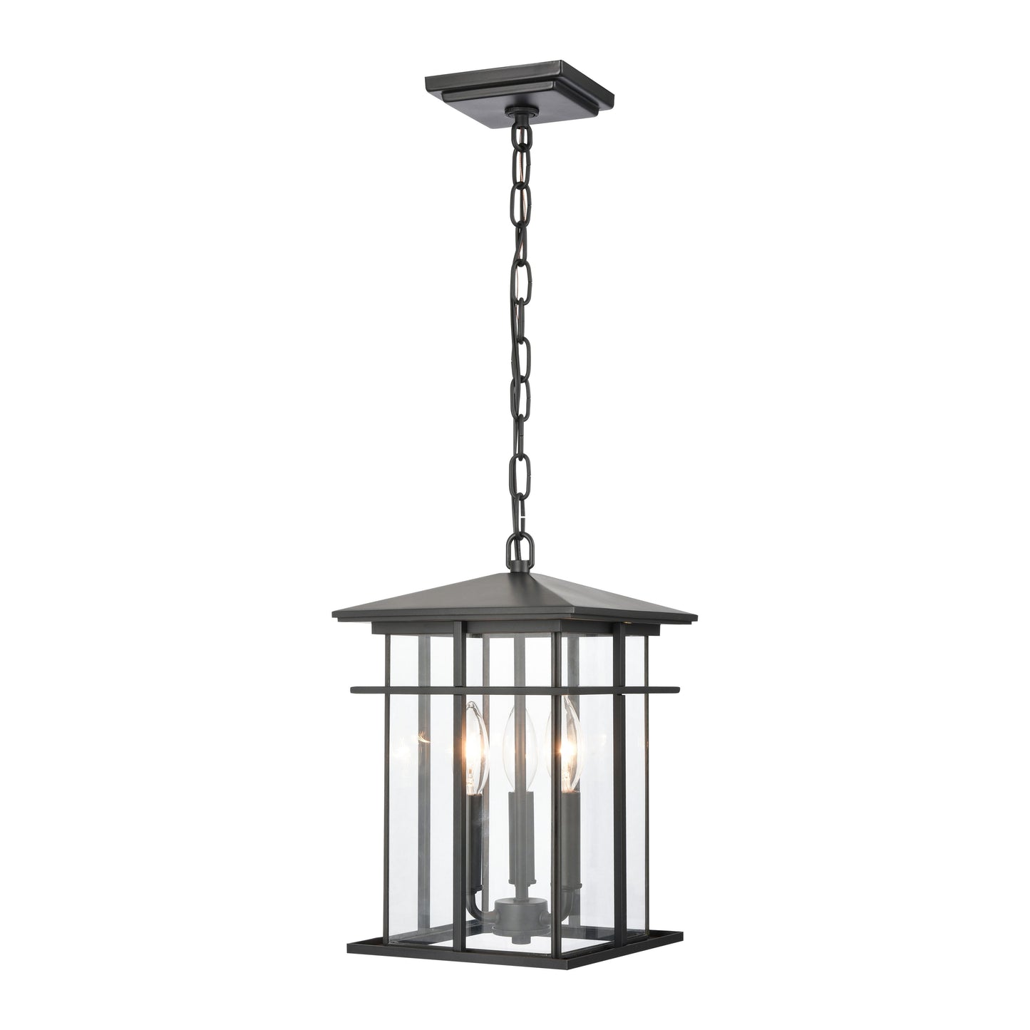 Oak Park 9'' Wide 3-Light Outdoor Pendant - Matte Black