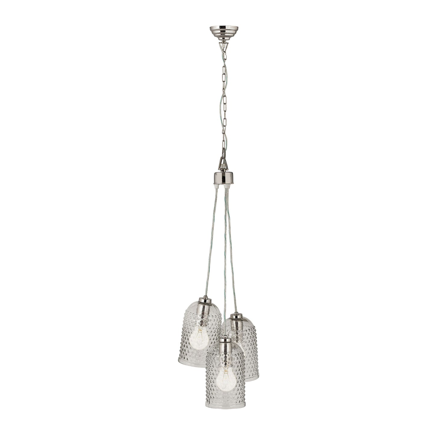 Hammered Glass 5'' Wide 3-Light Cluster Pendant - Clear