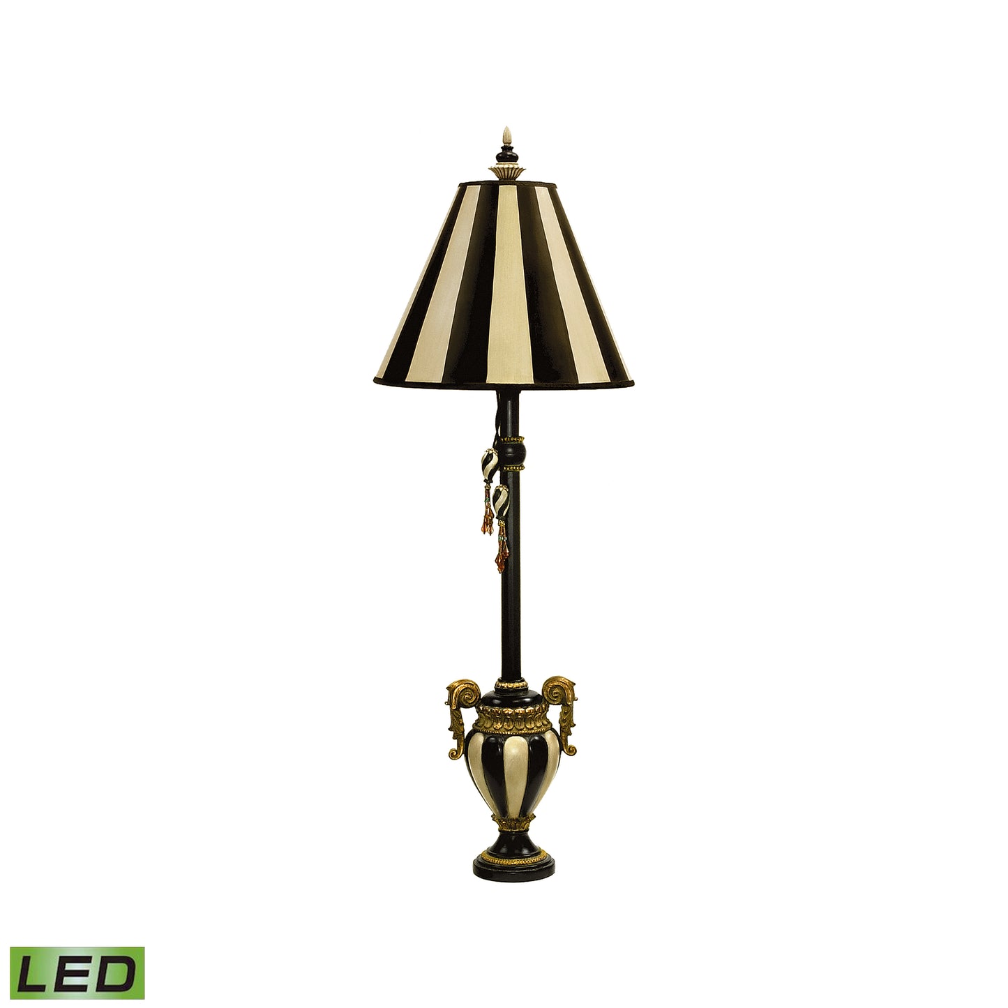 Carnival Stripe 32'' High 1-Light Table Lamp - Antique Black - Includes LED Bulb