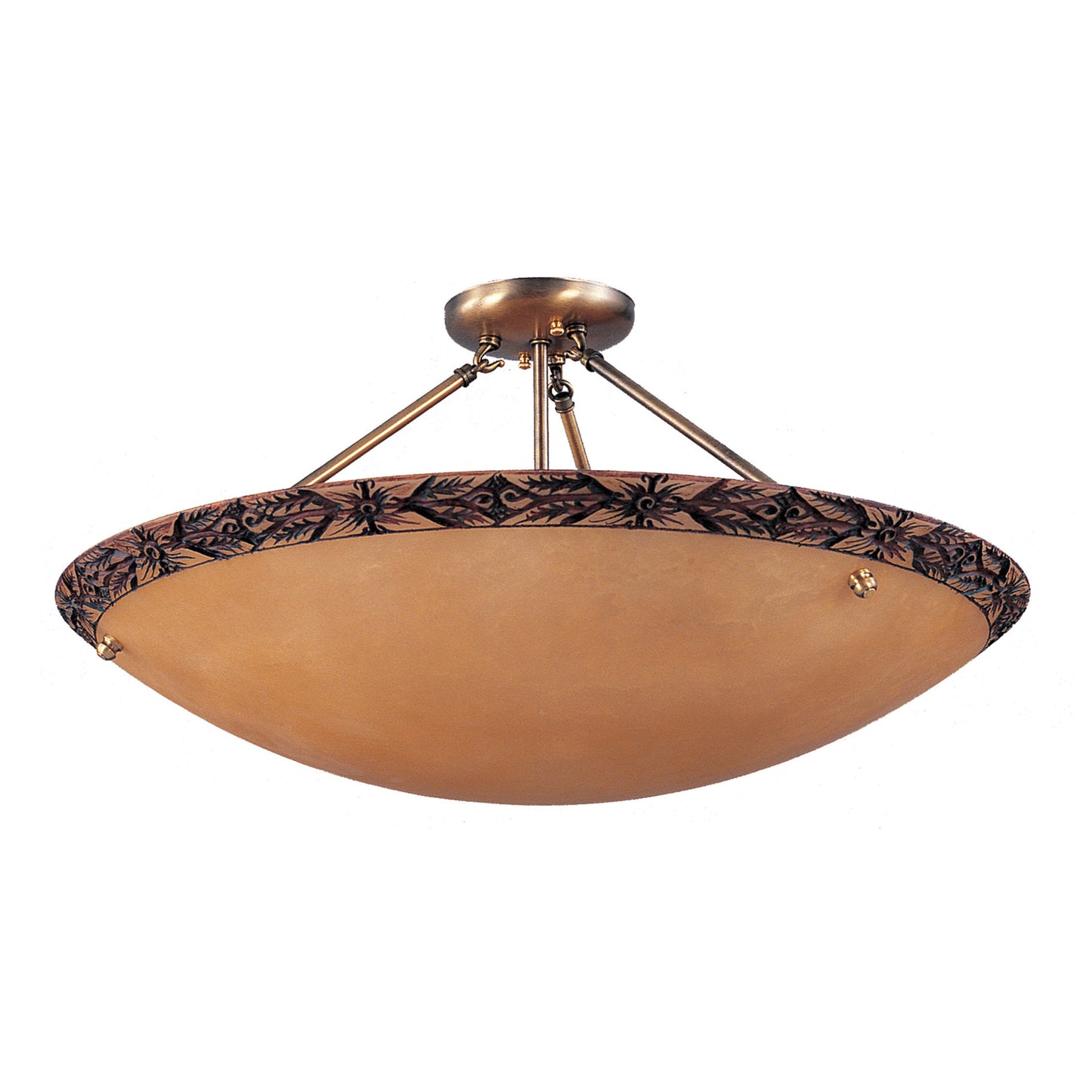 Engraver's 24'' Wide 5-Light Pendant - Honey Alabaster Engraved