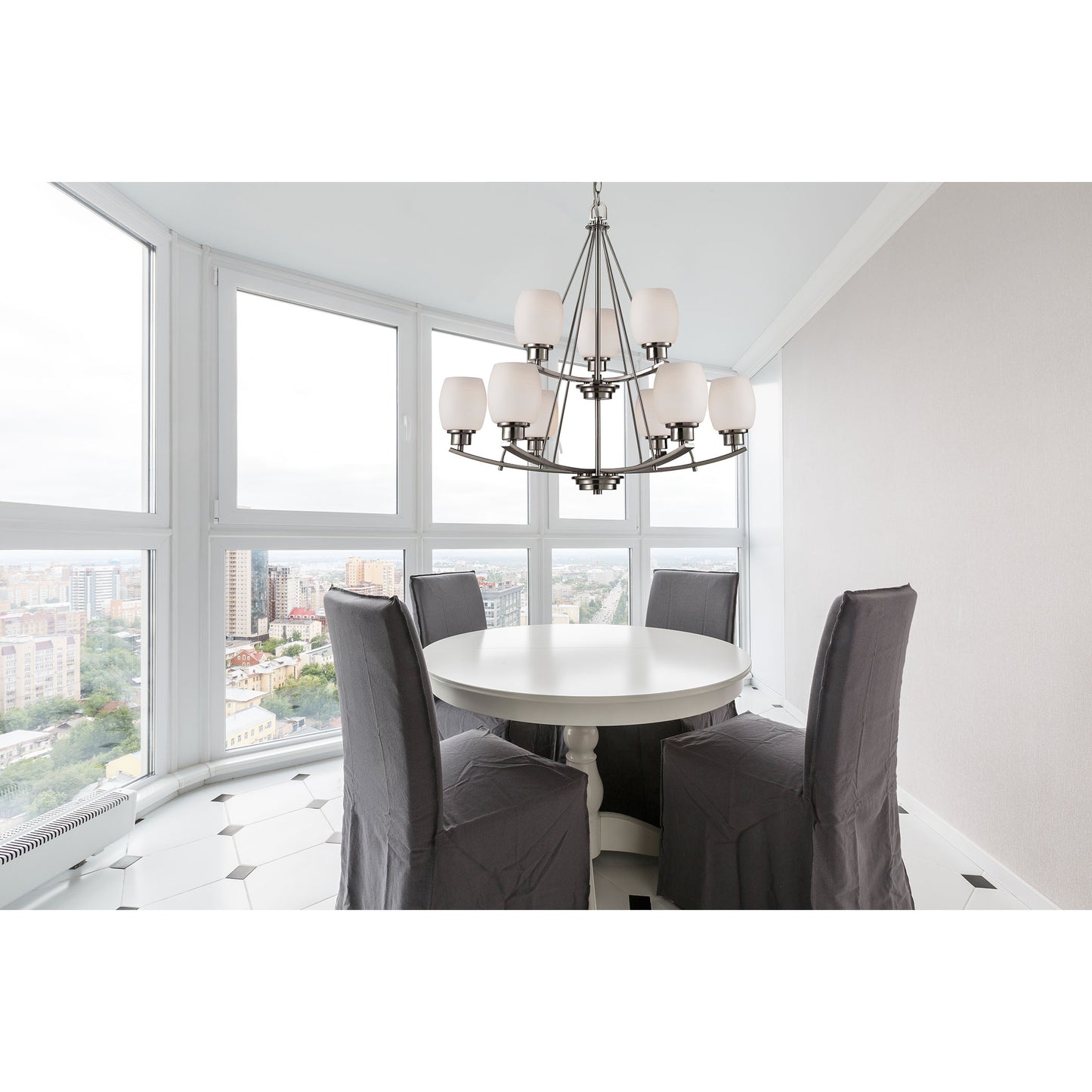 Casual Mission 29'' Wide 9-Light Chandelier - Brushed Nickel
