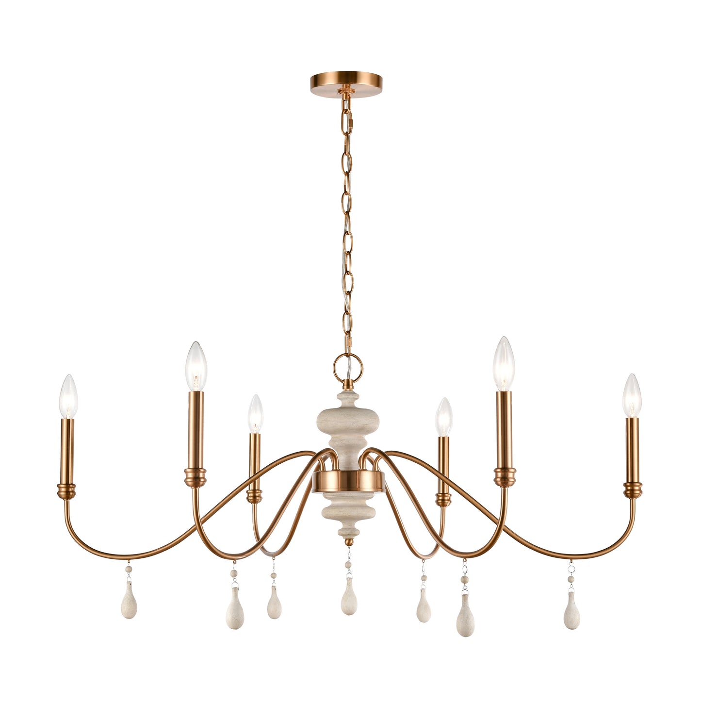 French Connection 38'' Wide 6-Light Chandelier - Satin Brass