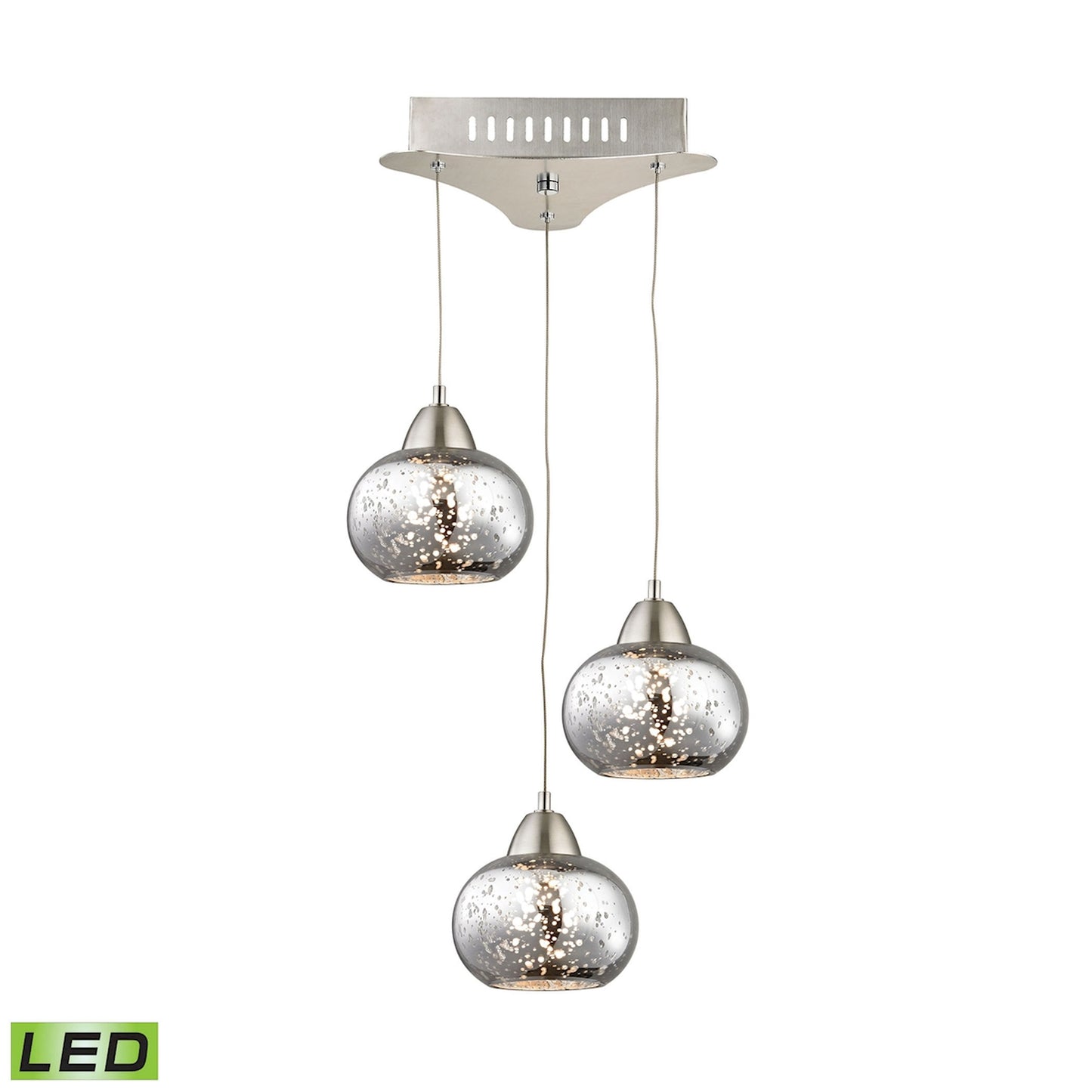 Ciotola 10'' Wide 3-Light Mini Pendant - Mercury Glass Shade and Holder
