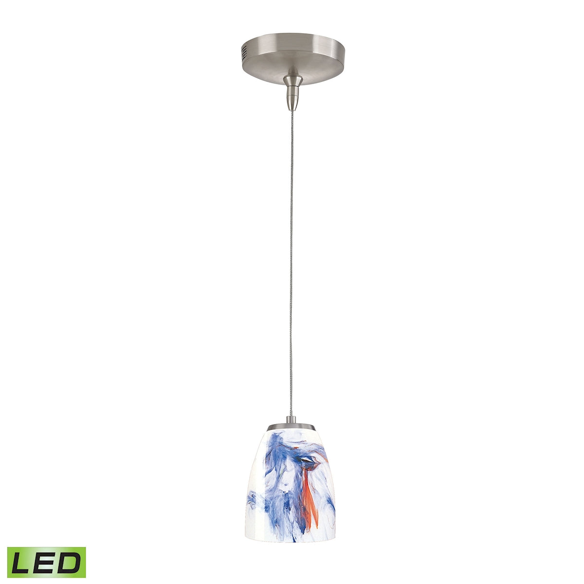 Low Voltage 5'' Wide 1-Light Mini Pendant - Brushed Nickel with Mountain (MT) Glass - Includes LED Bulb