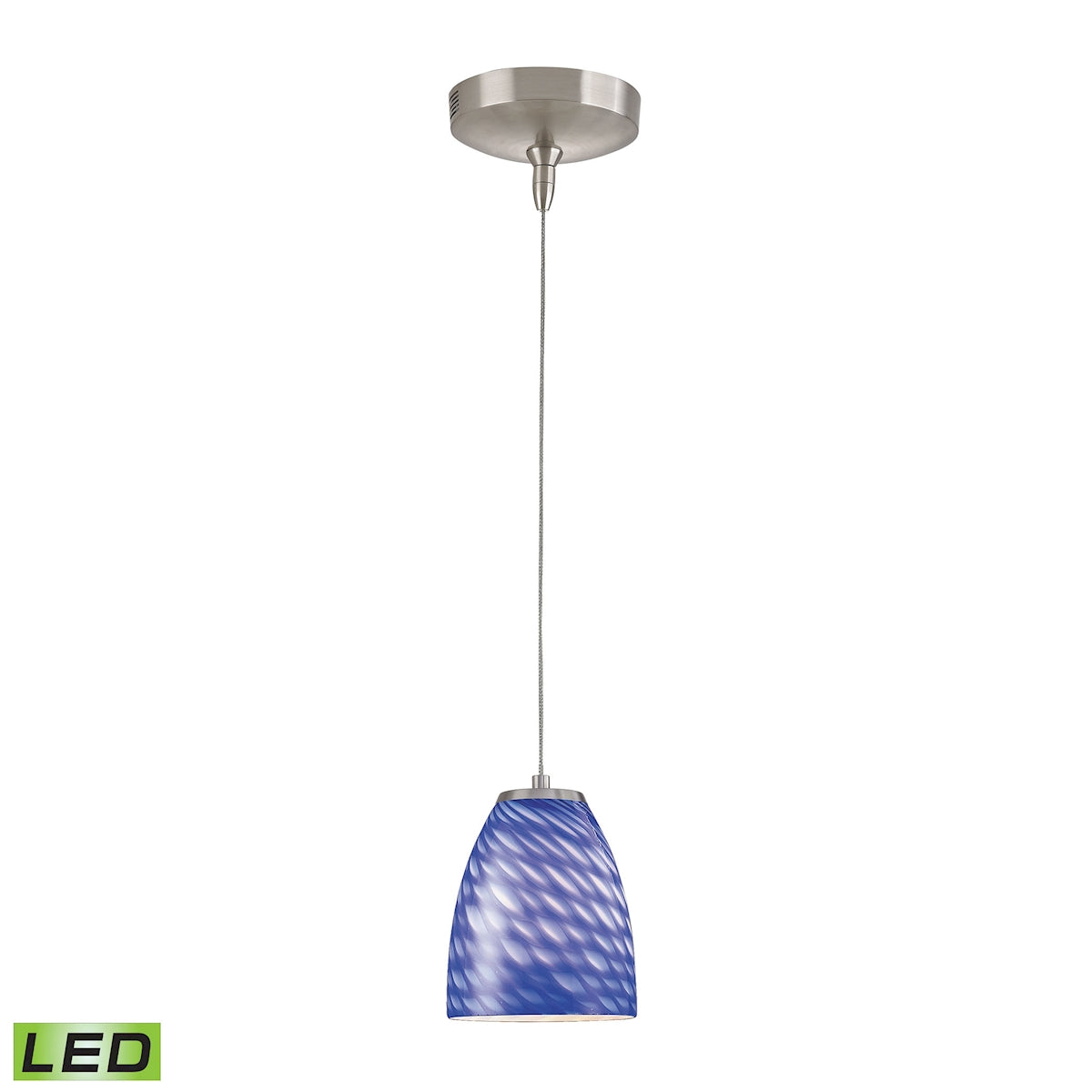 Low Voltage 5'' Wide 1-Light Mini Pendant - Brushed Nickel with Sapphire (S) Glass - Includes LED Bulb