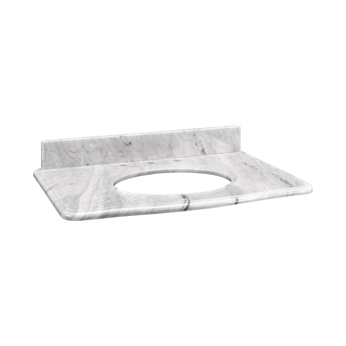 Brandy 31-inch Stone Top in White Carrara Marble for Oval Undermount Sink