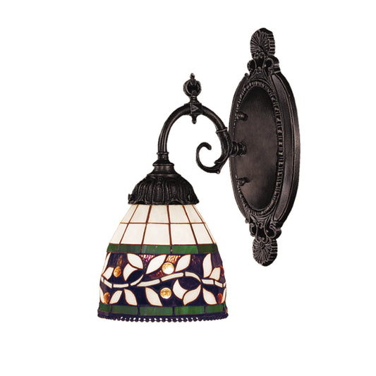 Mix-N-Match 10'' High 1-Light Wall Lamp - Tiffany Bronze with Tiffany Style Glass