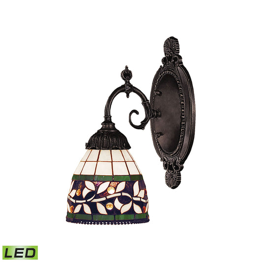 Mix-N-Match 10'' High 1-Light Wall Lamp - Tiffany Bronze with Tiffany Style Glass - Includes LED Bulb