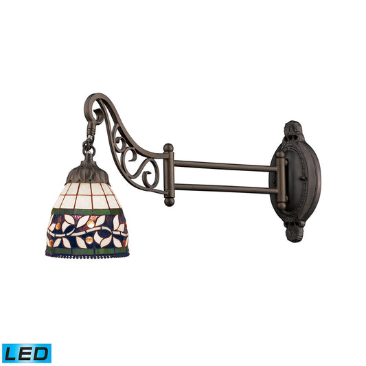Mix-N-Match 12'' High 1-Light Swingarm Wall Lamp - Tiffany Bronze - Includes LED Bulb