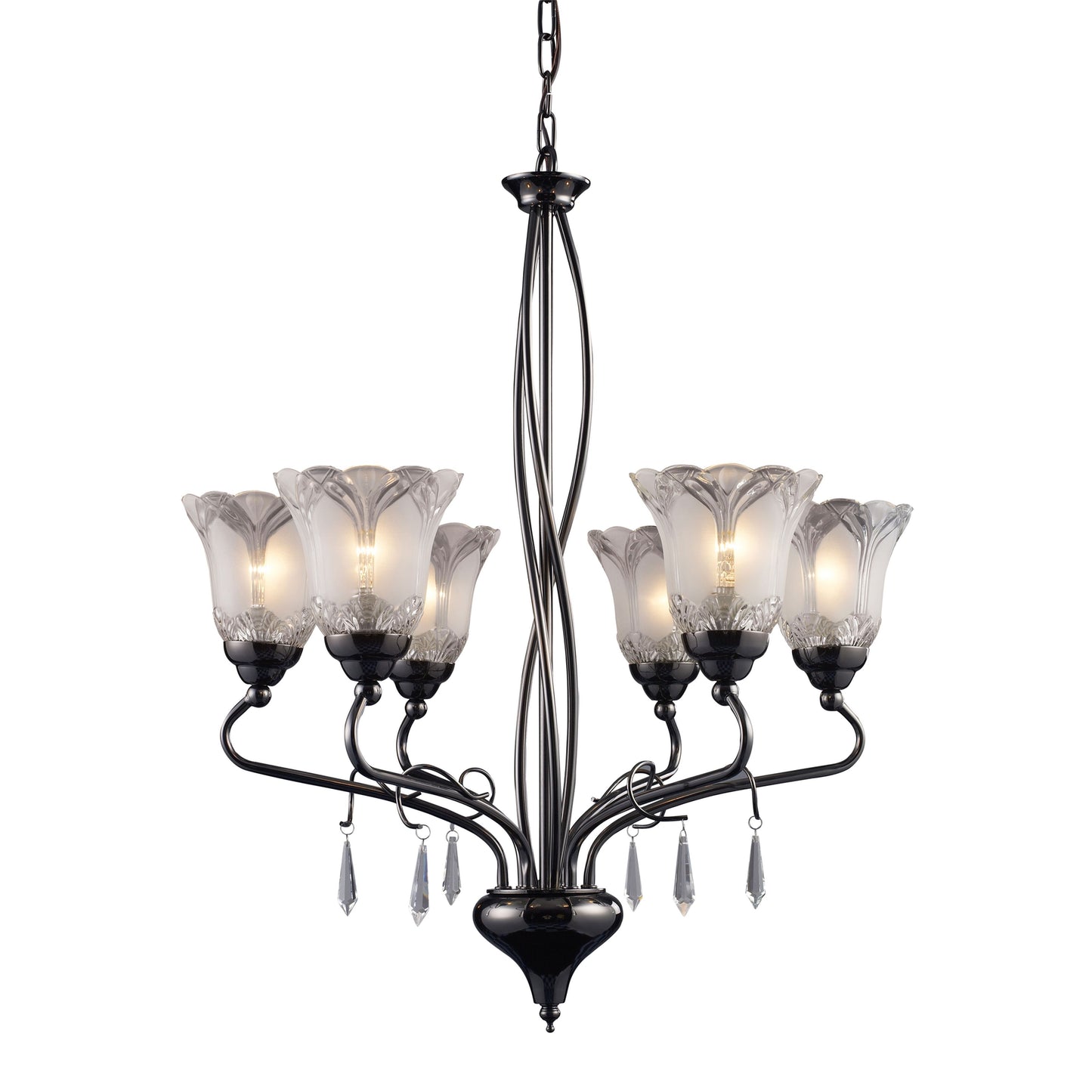 Nouveau 24'' Wide 6-Light Chandelier - Black Chrome