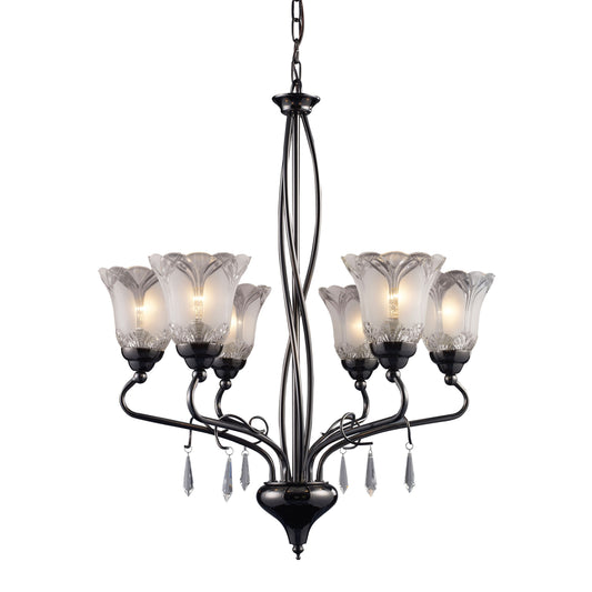 Nouveau 24'' Wide 6-Light Chandelier - Black Chrome