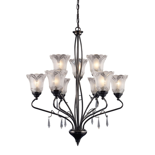 Nouveau 26'' Wide 9-Light Chandelier - Black Chrome