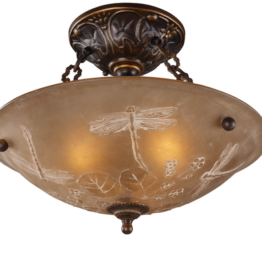 Restoration 16'' Wide 3-Light Semi Flush Mount - Antique Golden Bronze