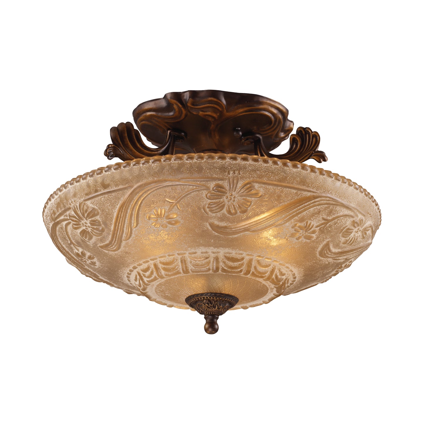 Restoration 16'' Wide 3-Light Semi Flush Mount - Antique Golden Bronze