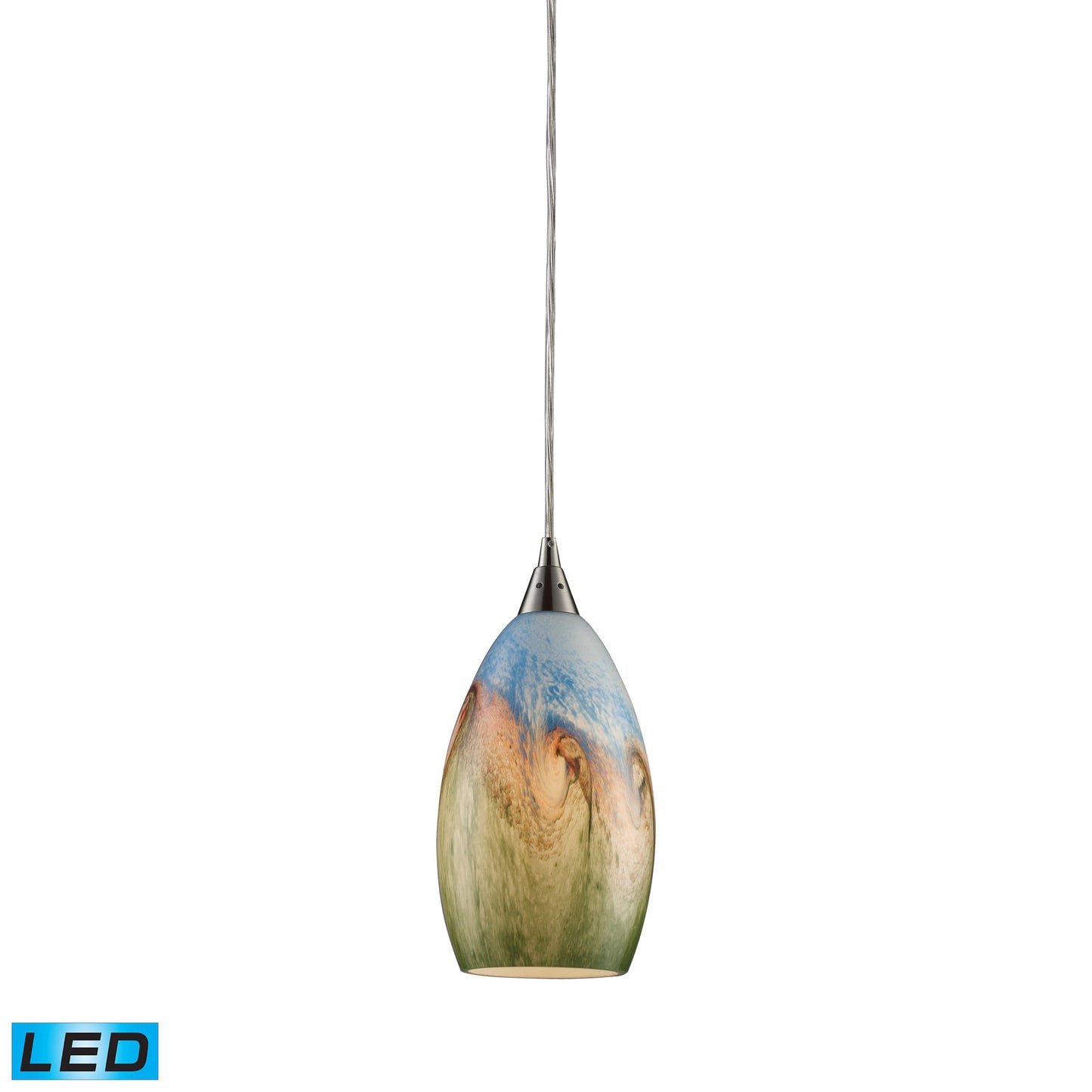 Geologic 6'' Wide 1-Light Pendant - Satin Nickel - Includes LED Bulb