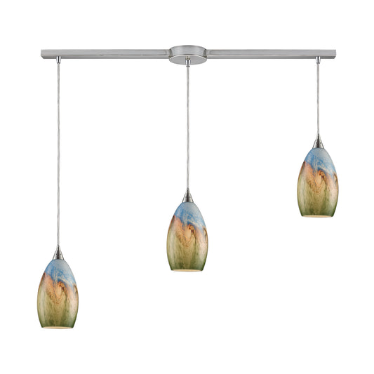 Geologic 36'' Wide 3-Light Slim Linear Pendant - Satin Nickel