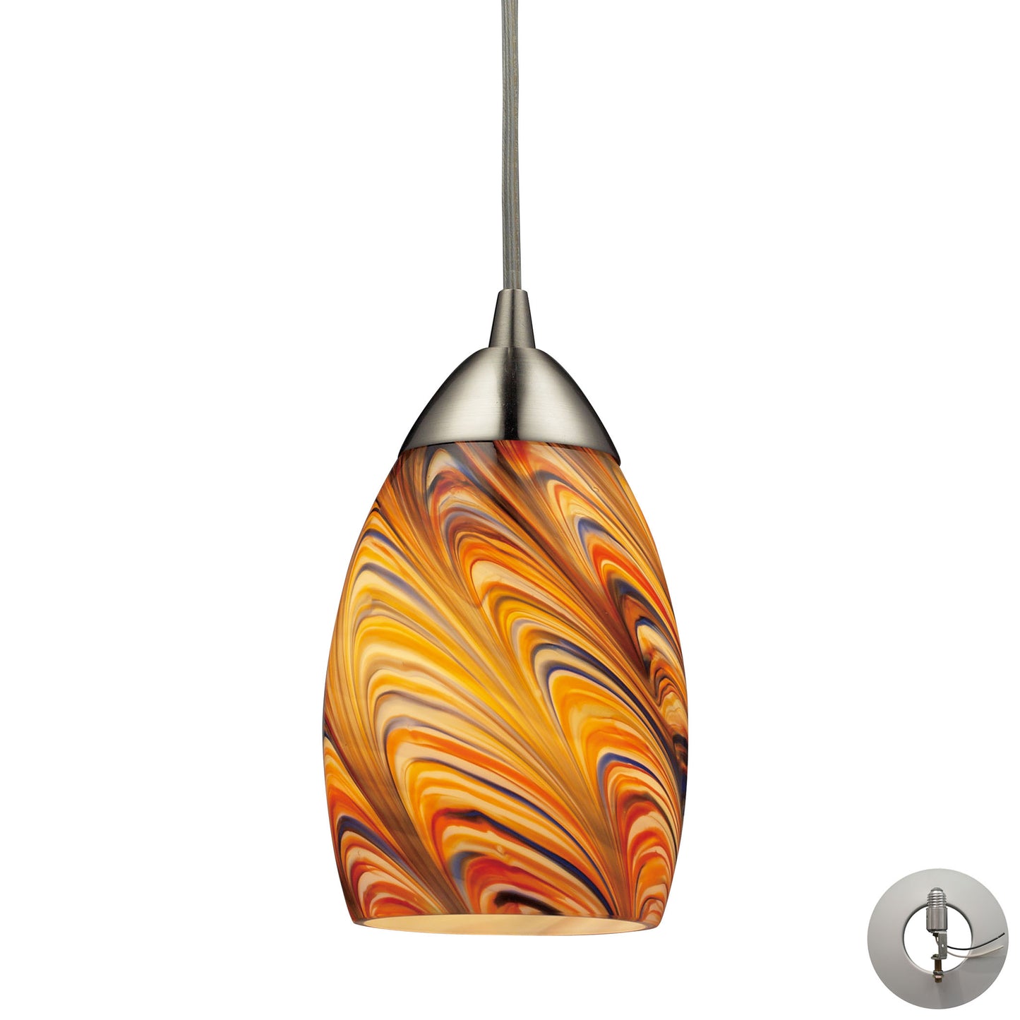 Vortex 4'' Wide 1-Light Pendant - Satin Nickel - Includes Adapter Kit