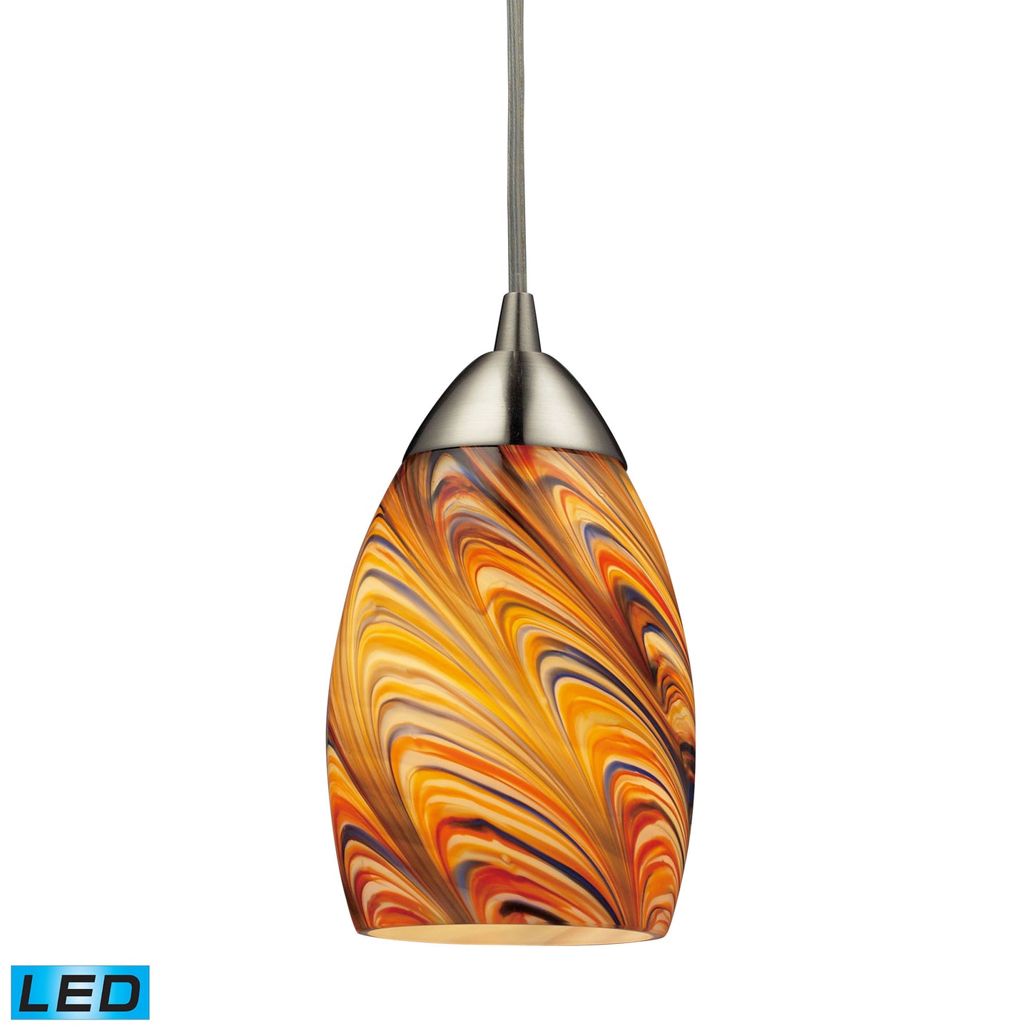 Vortex 4'' Wide 1-Light Pendant - Satin Nickel - Includes LED Bulb