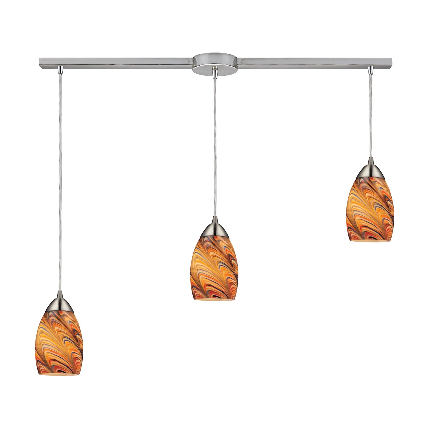 Vortex 36'' Wide 3-Light Slim Linear Pendant - Satin Nickel