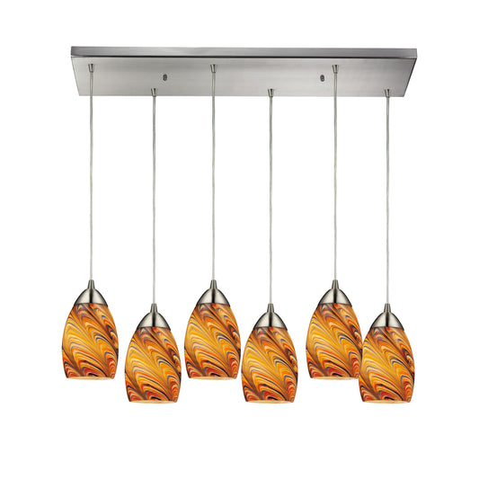 Vortex 30'' Wide 6-Light Rectangular Pendant - Satin Nickel