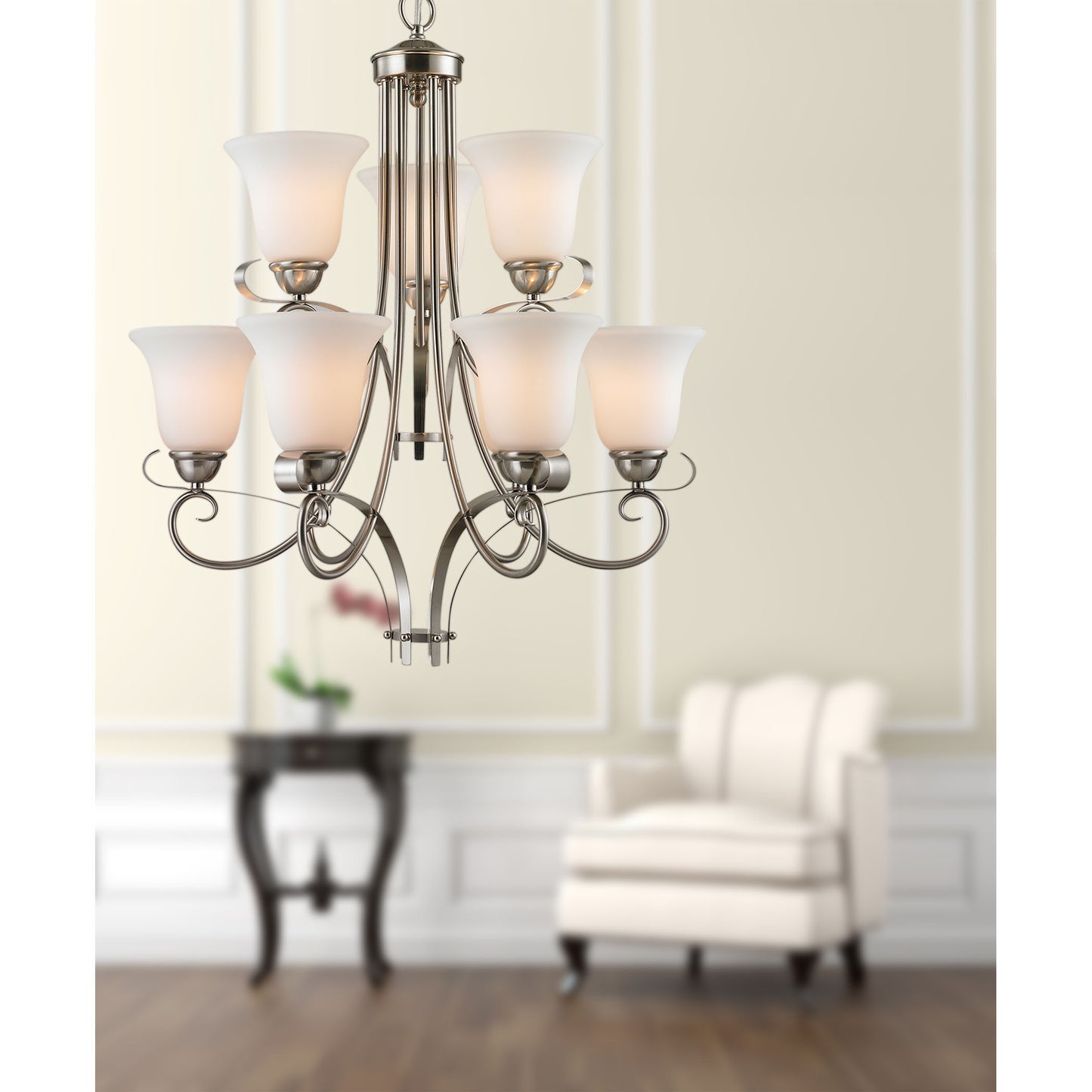 Brighton 25'' Wide 9-Light Chandelier - Brushed Nickel