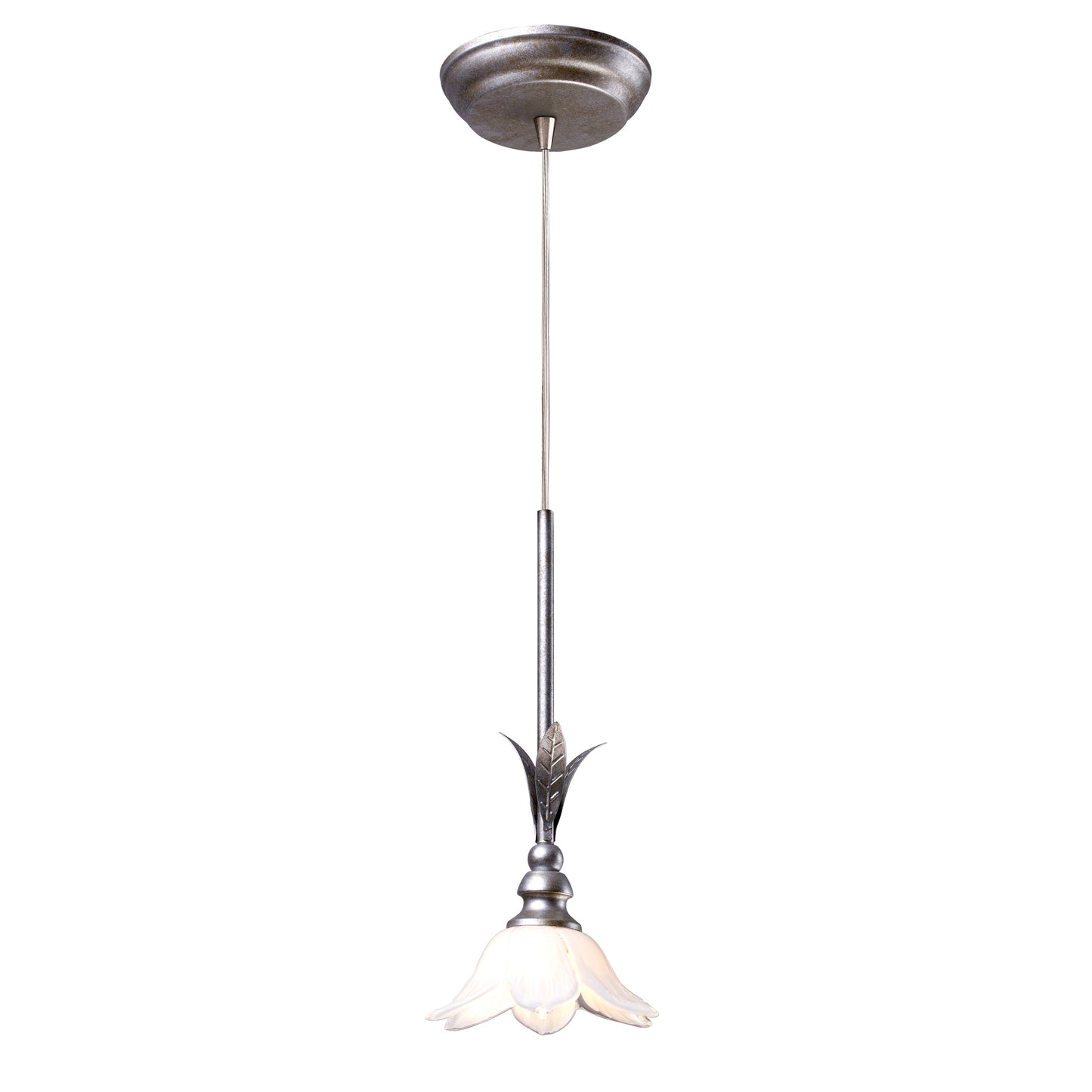 Balini 5'' Wide 1-Light Pendant - Antique Silver and Cotton White
