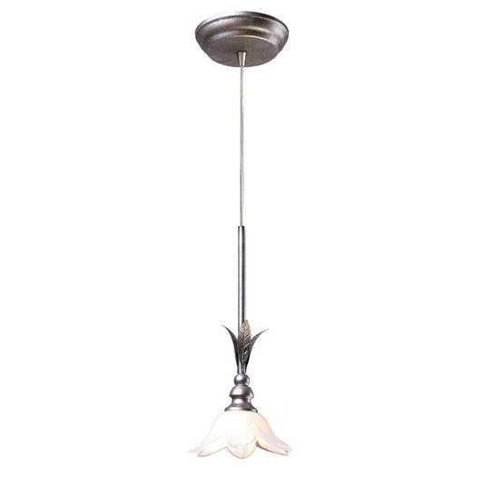 Balini 5'' Wide 1-Light Pendant - Antique Silver and Cotton White