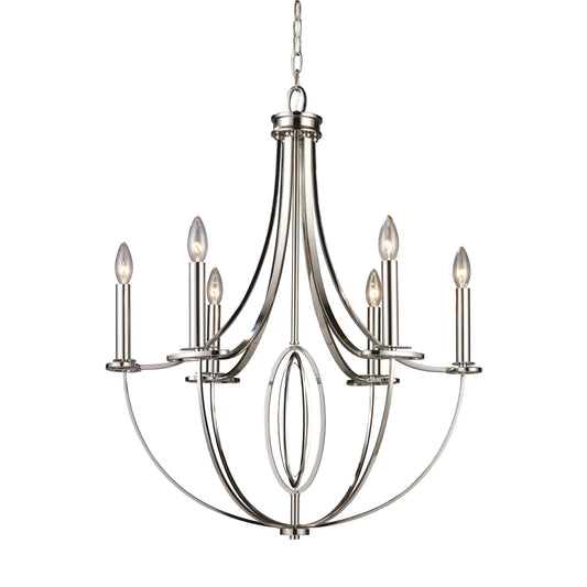 Dione 25'' Wide 6-Light Chandelier - Polished Nickel